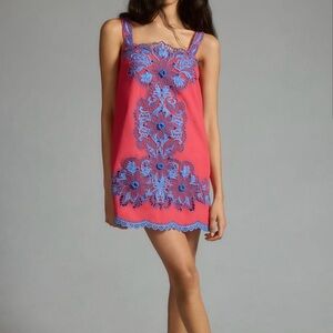 Embroidered shift dress